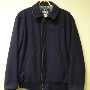 Woolrich Navy Pure Wool Zipper Up Coat Medium